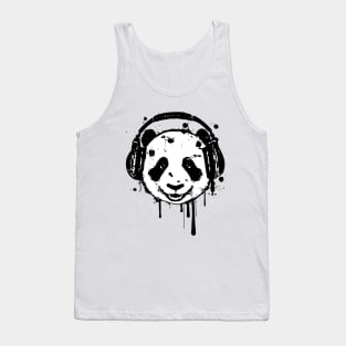 Cute Smiling Panda Wearing Headphones Tank Top
